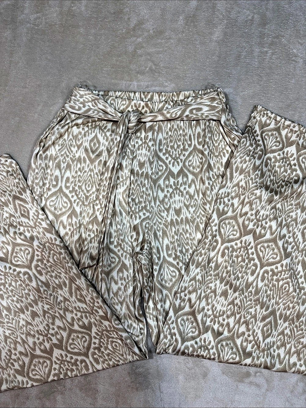 Endless Blu Geometric Wide Leg Pants in Brown & White